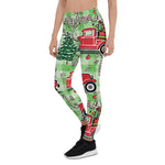 Scotstee Shop - Holiday Vintage Red Truck Merry Christmas Plaid Halloween Women's Leggings