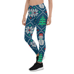 Scotstee Shop - Knitted Christmas Pattern Blue Halloween Women's Leggings