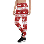 Scotstee Shop - Christmas Red Scandinavian Deer Antler Fair Isle Women Christmas Leggings