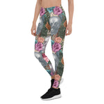 Mother's Day Gift, Mother's Day Leggings Boho Skull with Rose Flowers Women's Leggings