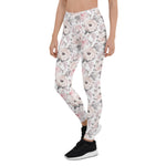 Mother's Day Gift, Mother's Day Leggings Classic Pink & Gray Pattern Flowers Women's Leggings