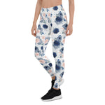 Mother's Day Gift, Mother's Day Leggings Dusty Blue and Blush Pink Flowers Women's Leggings