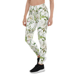 Mother's Day Gift, Mother's Day Leggings Elegant Antique White Rose Botanical Pattern Women's Leggings