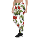 Mother's Day Gift, Mother's Day Leggings Elegant Red Roses Floral Flowers Women's Leggings