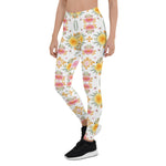Mother's Day Gift, Mother's Day Leggings Fashion Watercolor Floral Rose Yellow and Pink Women's Leggings