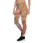 Mother's Day Gift, Mother's Day Leggings Field of Roses Gold Highlights Women's Leggings