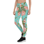 Mother's Day Gift, Mother's Day Leggings Floral Rose Garden Pattern Blue Women's Leggings