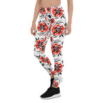 Mother's Day Gift, Mother's Day Leggings Hand Painting Abstract Watercolor Roses Flowers Women's Leggings