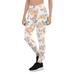 Mother's Day Gift, Mother's Day Leggings Peach Watercolor Roses Pattern Women's Leggings