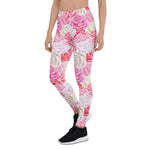 Mother's Day Gift, Mother's Day Leggings Pink and White Roses Seamless Flower Women's Leggings