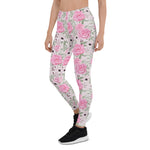 Mother's Day Gift, Mother's Day Leggings Pink Rose Garden Floral Pattern Women's Leggings