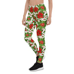 Mother's Day Gift, Mother's Day Leggings Poinsettia Garden Pattern Women's Leggings