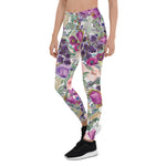 Mother's Day Gift, Mother's Day Leggings Purple Blush Pink Floral Green Watercolor Women's Leggings