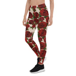 Mother's Day Gift, Mother's Day Leggings Red Roses vintage flower Seamless floral Women's Leggings