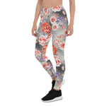 Mother's Day Gift, Mother's Day Leggings Rose Orange Flower Pattern Women's Leggings