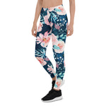 Mother's Day Gift, Mother's Day Leggings Rose seamless pattern with watercolor on blue Women's Leggings