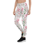 Mother's Day Gift, Mother's Day Leggings Seamless pattern with pink flowers and leaves Women's Leggings