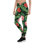 Mother's Day Gift, Mother's Day Leggings Seamless pattern with Red Roses Flowers Women's Leggings
