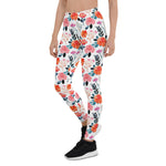 Mother's Day Gift, Mother's Day Leggings Summer Flower Pink and Orange Rose Floral Women's Leggings