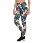Mother's Day Gift, Mother's Day Leggings Tropical Vintage Red Hibiscus Flower Women's Leggings
