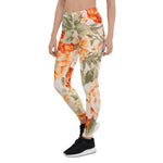 Mother's Day Gift, Mother's Day Leggings Vintage Floral Fabric Orange Rose Garden Women's Leggings