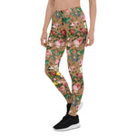 Mother's Day Gift, Mother's Day Leggings Vintage Rose Garden in Teal Women's Leggings