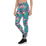 Mother's Day Gift, Mother's Day Leggings Vintage Rose pattern on Blue Women's Leggings