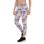 Mother's Day Gift, Mother's Day Leggings Watercolor Floral Rose Purple Pattern Women's Leggings
