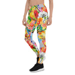 Mother's Day Gift, Mother's Day Leggings watercolor hand painted background with magnolia, lily, orchid flowers and tropical leaves Women's Leggings