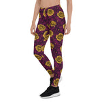 Mother's Day Gift, Mother's Day Leggings Yellow roses and Purple Leaves Women's Leggings