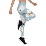 Scotstee Shop - Bichon Frise Bones and Paws Blue Cute Christmas Dogs Women's Christmas Leggings