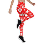 Scotstee Shop - Bouvier des Flandres Silhouettes Christmas Pattern Red Dog Lover Women's Christmas Leggings