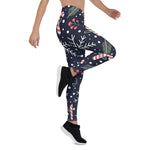 Scotstee Shop - Christmas Candy Cane Pattern Navy Blue Snowflakes Funny Christmas Women's Leggings