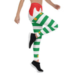 Scotstee Shop - Christmas Elf Red and Green Stripe Holiday Women's Leggings