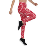 Scotstee Shop - Modern Nordic Knit Ugly Sweater Red White Pattern Halloween Women's Leggings