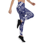 Scotstee Shop - Navy Blue and White Fair Isle Christmas Pattern Halloween Women's Leggings