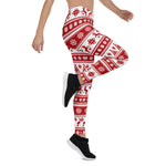 Scotstee Shop - Christmas Red and White Deer and Trees Women Christmas Leggings
