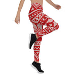 Scotstee Shop - Christmas Sweater Knitting Pattern Red Women Christmas Leggings