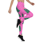 Scotstee Shop - Christmas Tree and Snowfall on Pink Women Christmas Leggings
