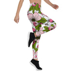Mother's Day Gift, Mother's Day Leggings Apple Blossoms Wild Flower and Bees Women's Leggings