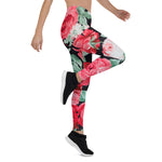 Mother's Day Gift, Mother's Day Leggings Beautiful Red Roses Garden Vintage Women's Leggings