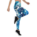 Mother's Day Gift, Mother's Day Leggings Blue Indigo Floral Flowers Rose Women's Leggings
