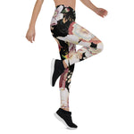 Mother's Day Gift, Mother's Day Leggings Bohemian Chic Pink Flowers Dark Floral Women's Leggings