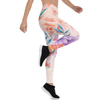 Mother's Day Gift, Mother's Day Leggings Chrysanthemum Rose Peony and Blooming Flowers Watercolor Women's Leggings
