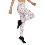 Mother's Day Gift, Mother's Day Leggings Classic Pink & Gray Pattern Flowers Women's Leggings