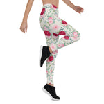 Mother's Day Gift, Mother's Day Leggings Classy Floral Pattern Pink Rose Garden Women's Leggings