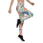 Mother's Day Gift, Mother's Day Leggings Colorful Blooming Flowers and Flying Birds Women's Leggings