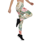 Mother's Day Gift, Mother's Day Leggings Cream blush Roses Spring Floral Women's Leggings