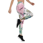 Mother's Day Gift, Mother's Day Leggings Cute Girly Blush Pink and White Floral Women's Leggings