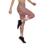 Mother's Day Gift, Mother's Day Leggings Dusty Rose Blush Pink Watercolor Floral Elegant Women's Leggings